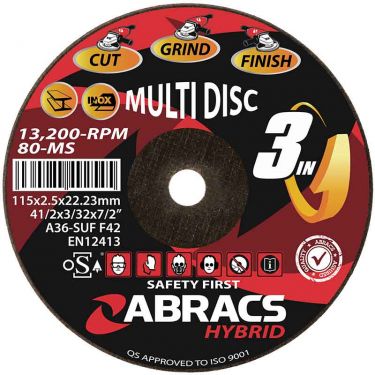 Click Here To Enlarge This Photo Of Hybrid "3 in 1" 115mm x 2.5mm x 22mm Dpc Metal Finishing Disc